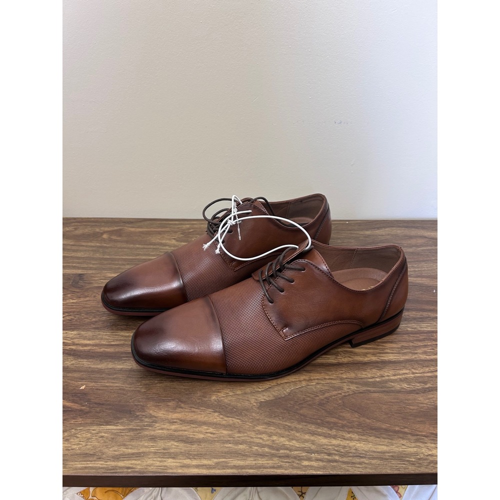 GUESS Shelly-R Mens Dress‎ Shoes Brown Cap Toe Textured Derby GMSHELLY-R Size 10